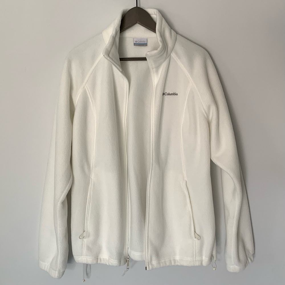 Columbia white full-zip jacket with collared neck